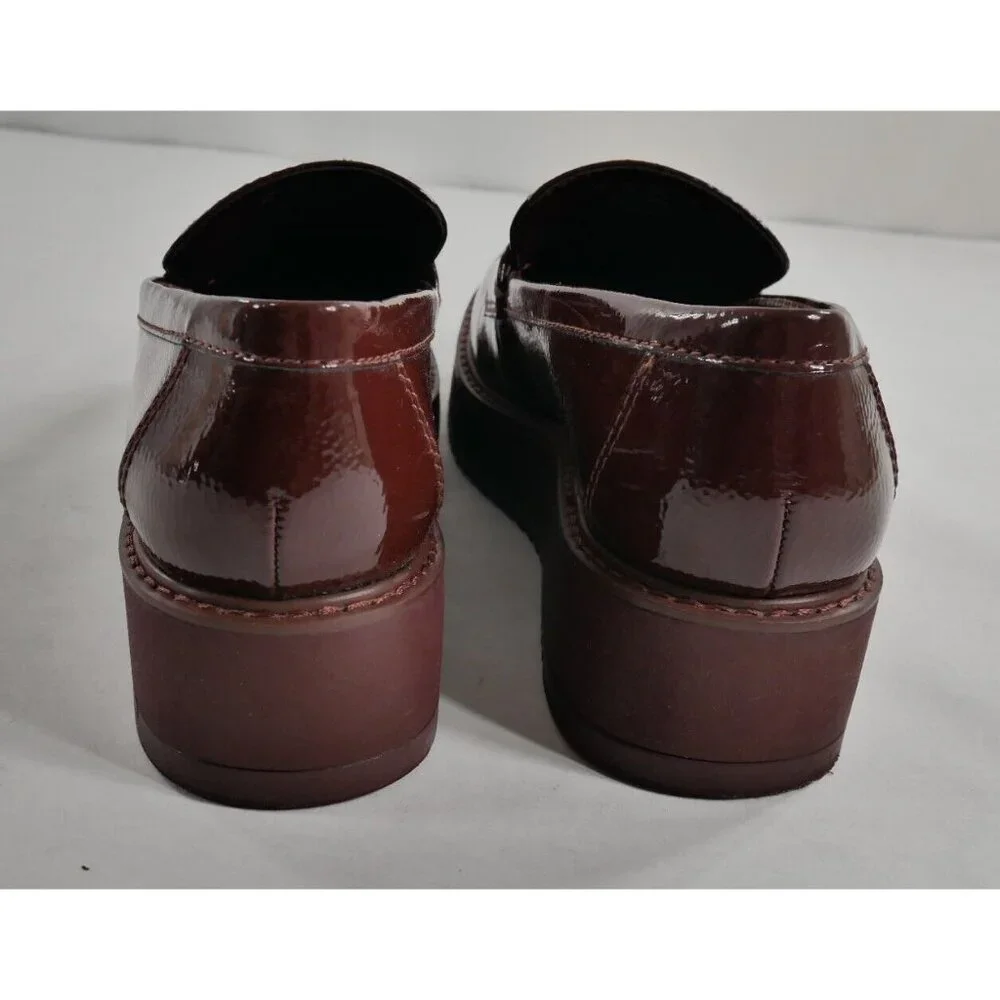 Franco Sarto Mahogany Brown L-Harper Loafers Vegan Platform Shoes Women's US 8 M